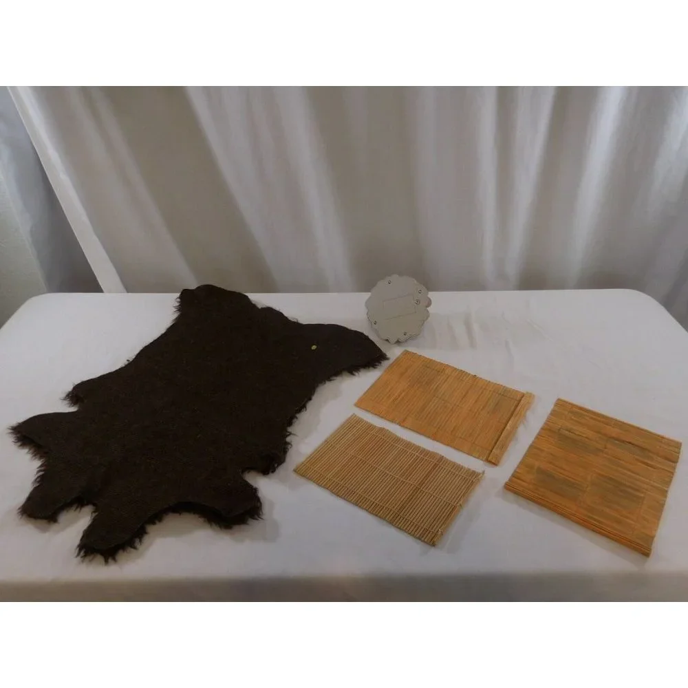 American Girl Doll Kaya Replacement Tule + Brown Faux Fur Blanket +  Wood Fire P